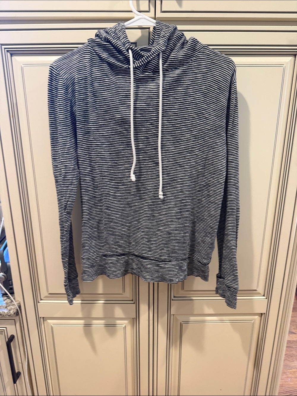 J. Crew Black & White Striped Hooded Top